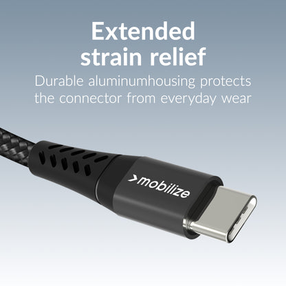 Mobilize Strong Nylon Cable Usb-C To Usb-C 2M. 240W Black