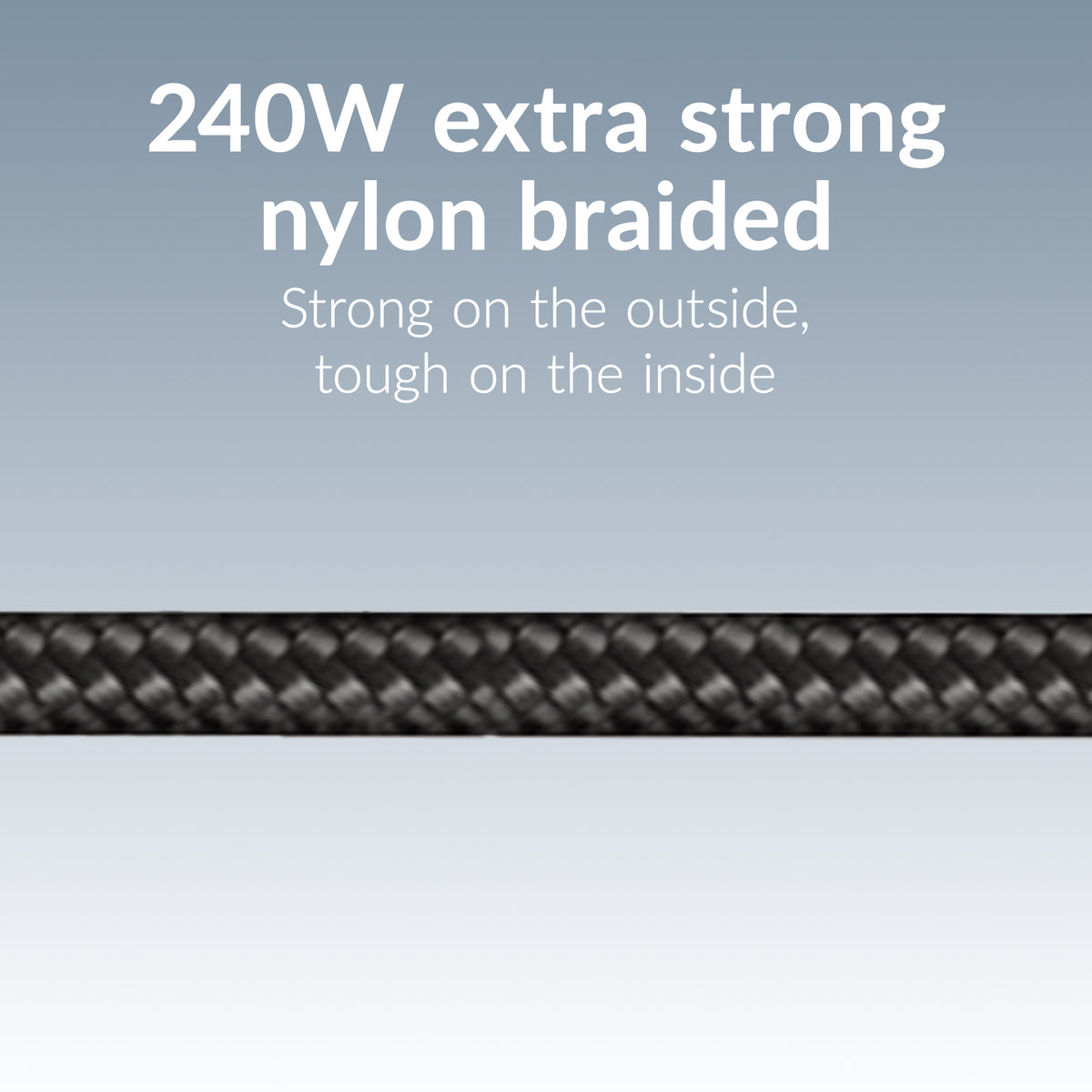 Mobilize Strong Nylon Cable Usb-C To Usb-C 2M. 240W Black