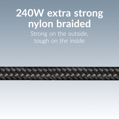 Mobilize Strong Nylon Cable Usb-C To Usb-C 2M. 240W Black