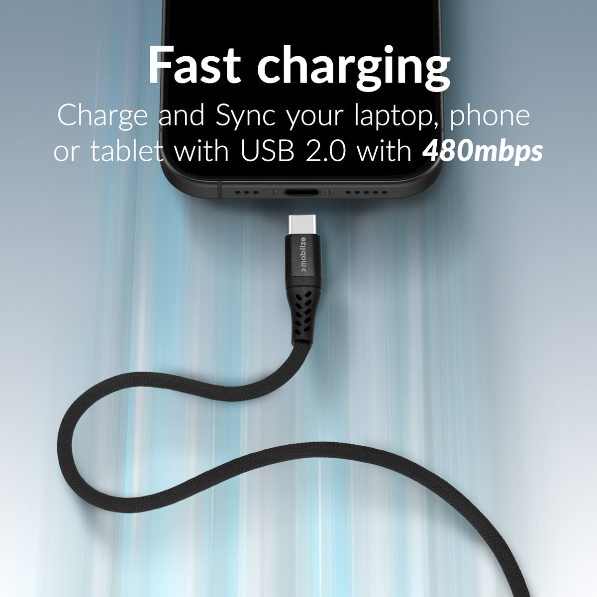 Mobilize Strong Nylon Cable Usb-C To Usb-C 2M. 240W Black