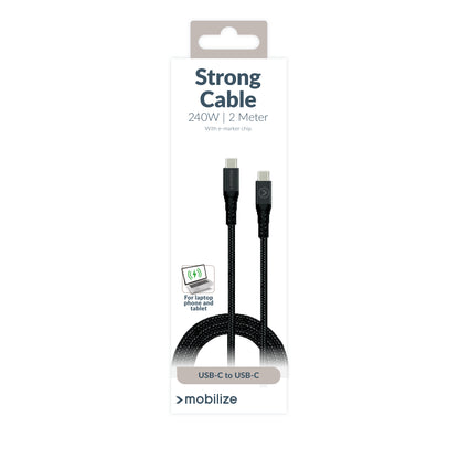 Mobilize Strong Nylon Cable Usb-C To Usb-C 2M. 240W Black